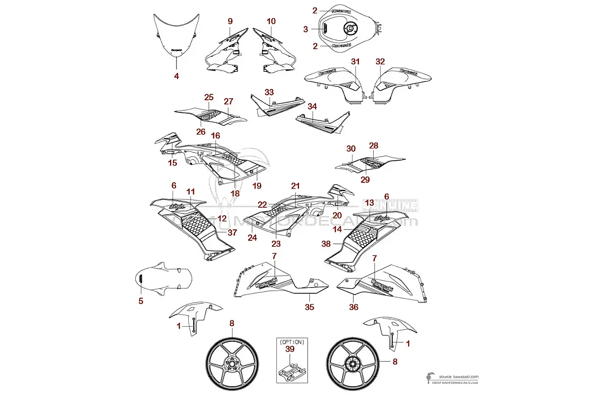 Decals for Kawasaki ZX6R 2020 - Green Black • Kawasaki OEM Decals