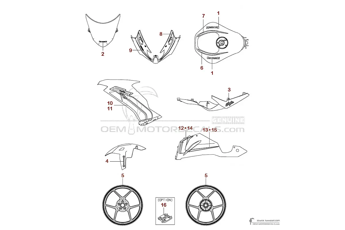 Aufkleber für Kawasaki ZX6R 2023 - Grau • Kawasaki OEM-Aufkleber