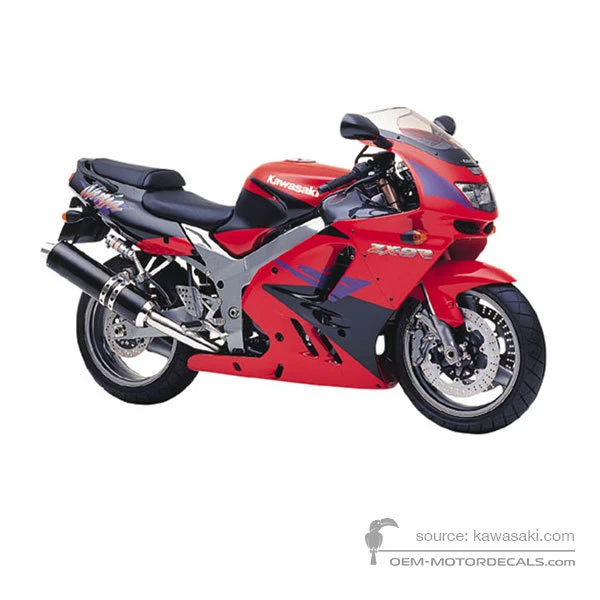 Pegatinas para Kawasaki ZX9R 1996 - Rojo • Kawasaki Pegatinas OEM