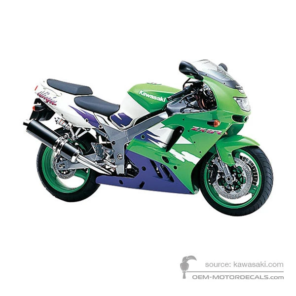 Adesivi per Kawasaki ZX9R 1997 - Verde • Kawasaki Adesivi OEM