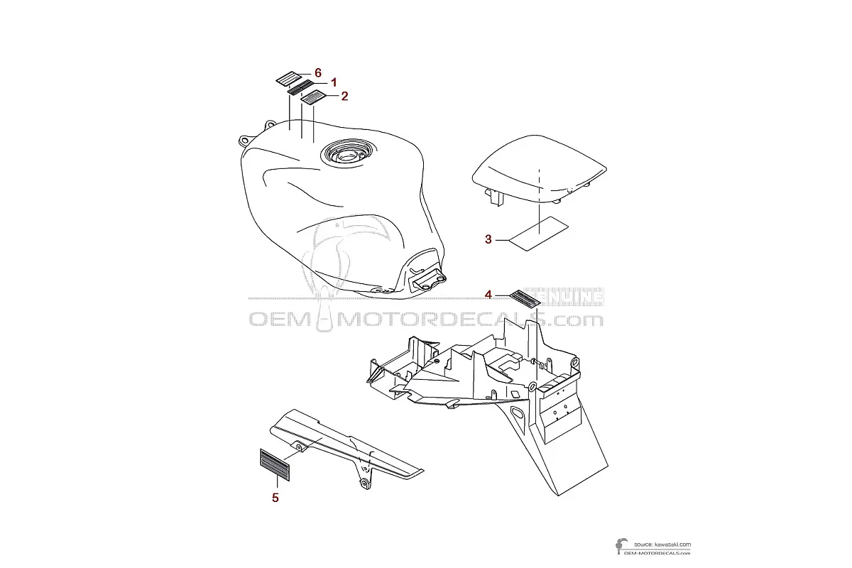 Aufkleber für Kawasaki ZX9R - Vorsichtsetiketten • Kawasaki OEM-Aufkleber