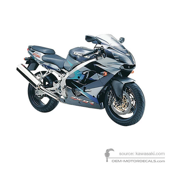 OEM Decals Kawasaki ZX9R 2001 - Gray • Original Stickers