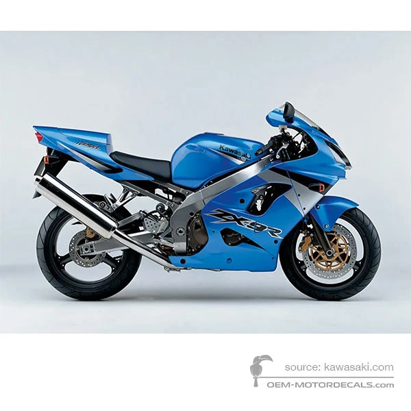 ずーぱぱ OEM Decals Kawasaki ZX9R 2003 - Blue • Original Stickers