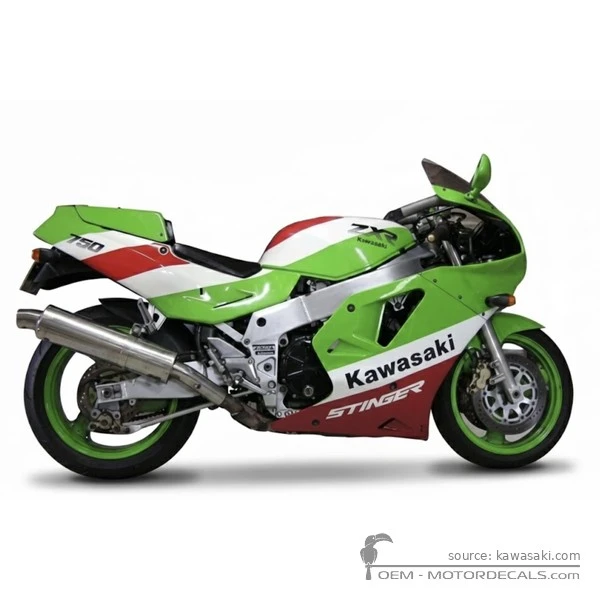 Autocollants pour Kawasaki ZXR750  | ZX750 1990 - Vert • Kawasaki Autocollants OEM
