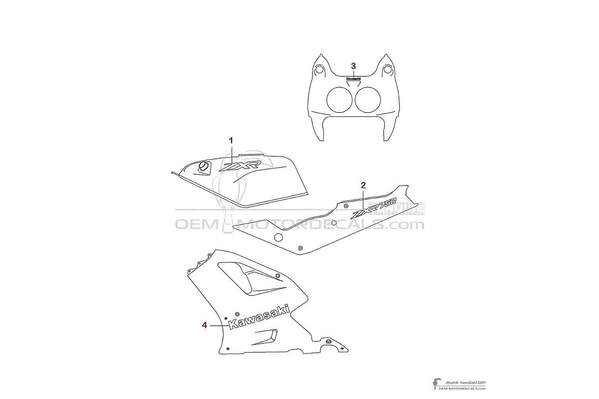 Pegatinas para Kawasaki ZXR750 1991 - Azul • Kawasaki Pegatinas OEM