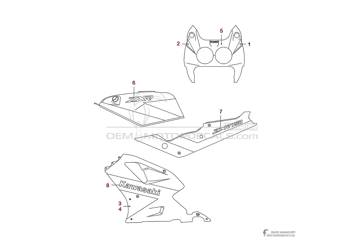 Pegatinas para Kawasaki ZXR750 1991 - Verde • Kawasaki Pegatinas OEM