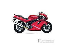 Pegatinas para Kawasaki ZXR750 1991 - Rojo • Kawasaki Pegatinas OEM