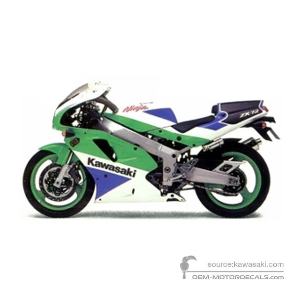 Autocollants pour Kawasaki ZXR750R 1992 - Vert • Kawasaki Autocollants OEM