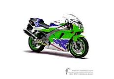 Autocollants pour Kawasaki ZXR750R 1994 - Vert • Kawasaki Autocollants OEM
