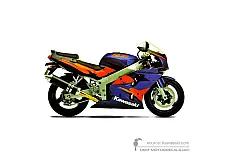 Autocollants pour Kawasaki ZXR750 1995 - Ebony • Kawasaki Autocollants OEM
