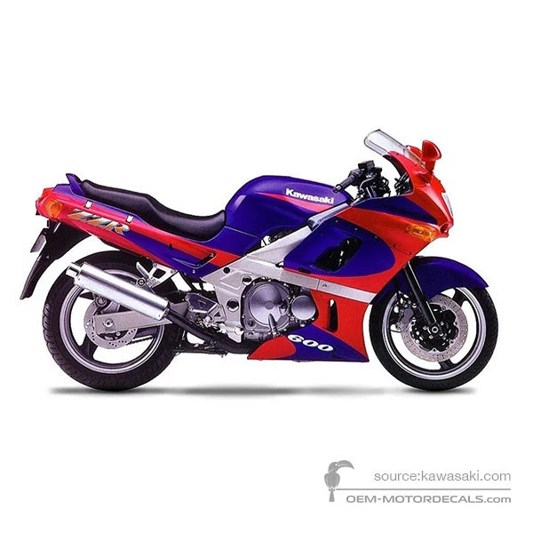 Stickers voor Kawasaki ZZR600 1993 - Paars • Kawasaki OEM Stickers