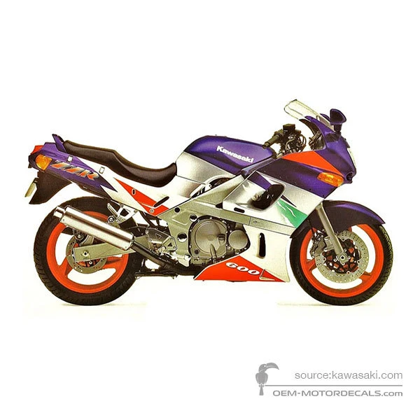 Autocollants pour Kawasaki ZZR600 1994 - Violet • Kawasaki Autocollants OEM