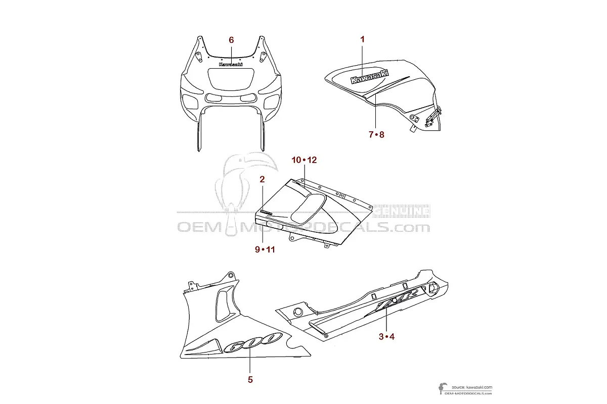 Naklejki do Kawasaki ZZR600 2002 - Niebieski • Kawasaki Naklejki OEM