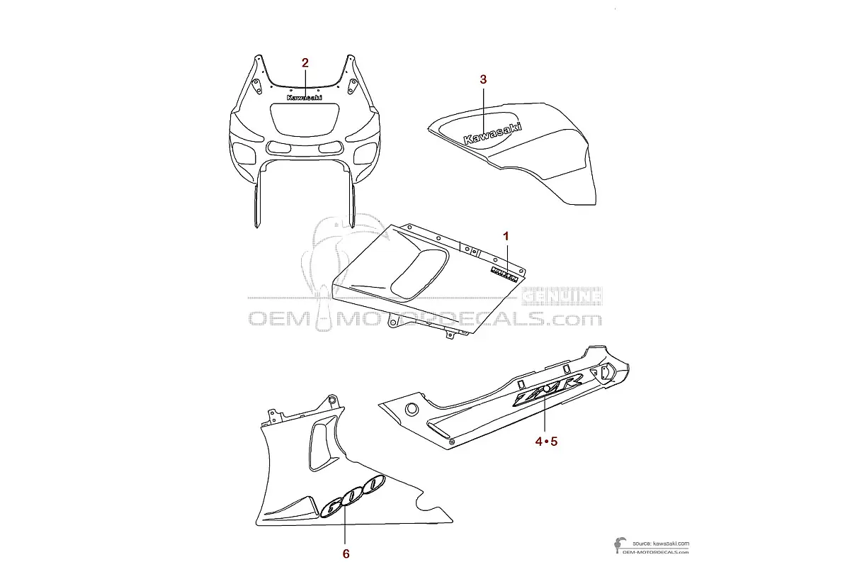 Adesivi per Kawasaki ZZR600 2003 - Blu • Kawasaki Adesivi OEM