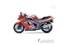 Aufkleber für Kawasaki ZZR1100 1990 - Rot • Kawasaki OEM-Aufkleber