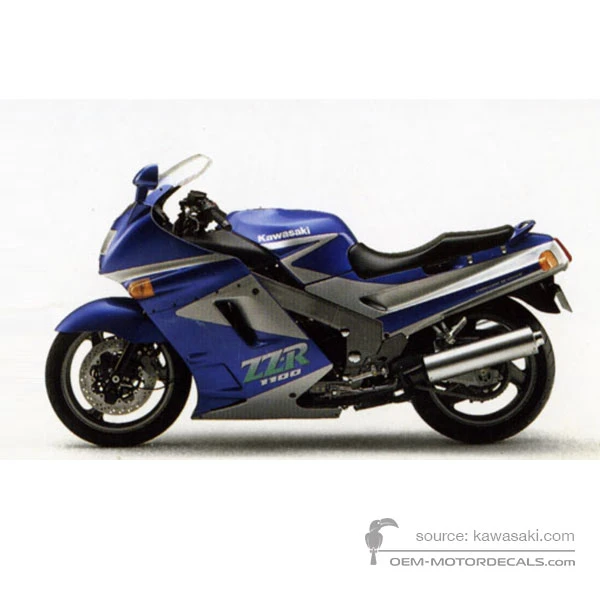 Pegatinas para Kawasaki ZZR1100 1992 - Plata • Kawasaki Pegatinas OEM