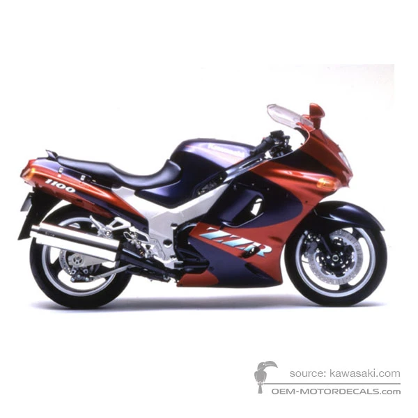 Autocollants pour Kawasaki ZZR1100 1993 - Orangé • Kawasaki Autocollants OEM