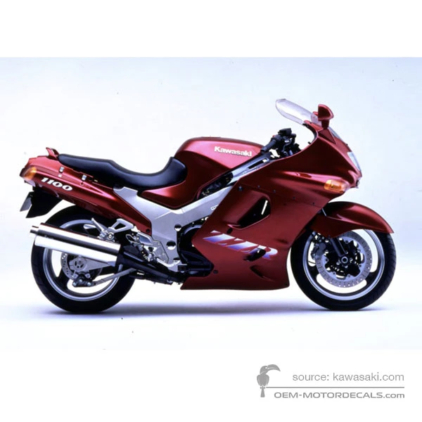 Naklejki do Kawasaki ZZR1100 1994 - Czerwony • Kawasaki Naklejki OEM