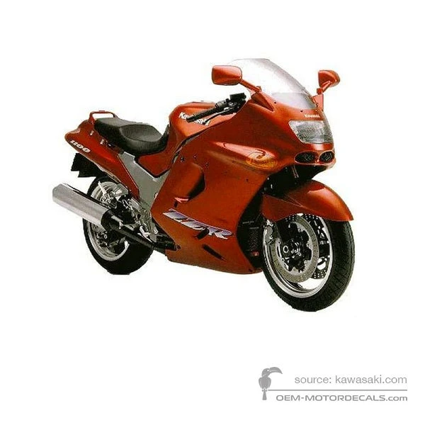 OEM Decals Kawasaki ZZR1100 1996 - Red • Original Stickers