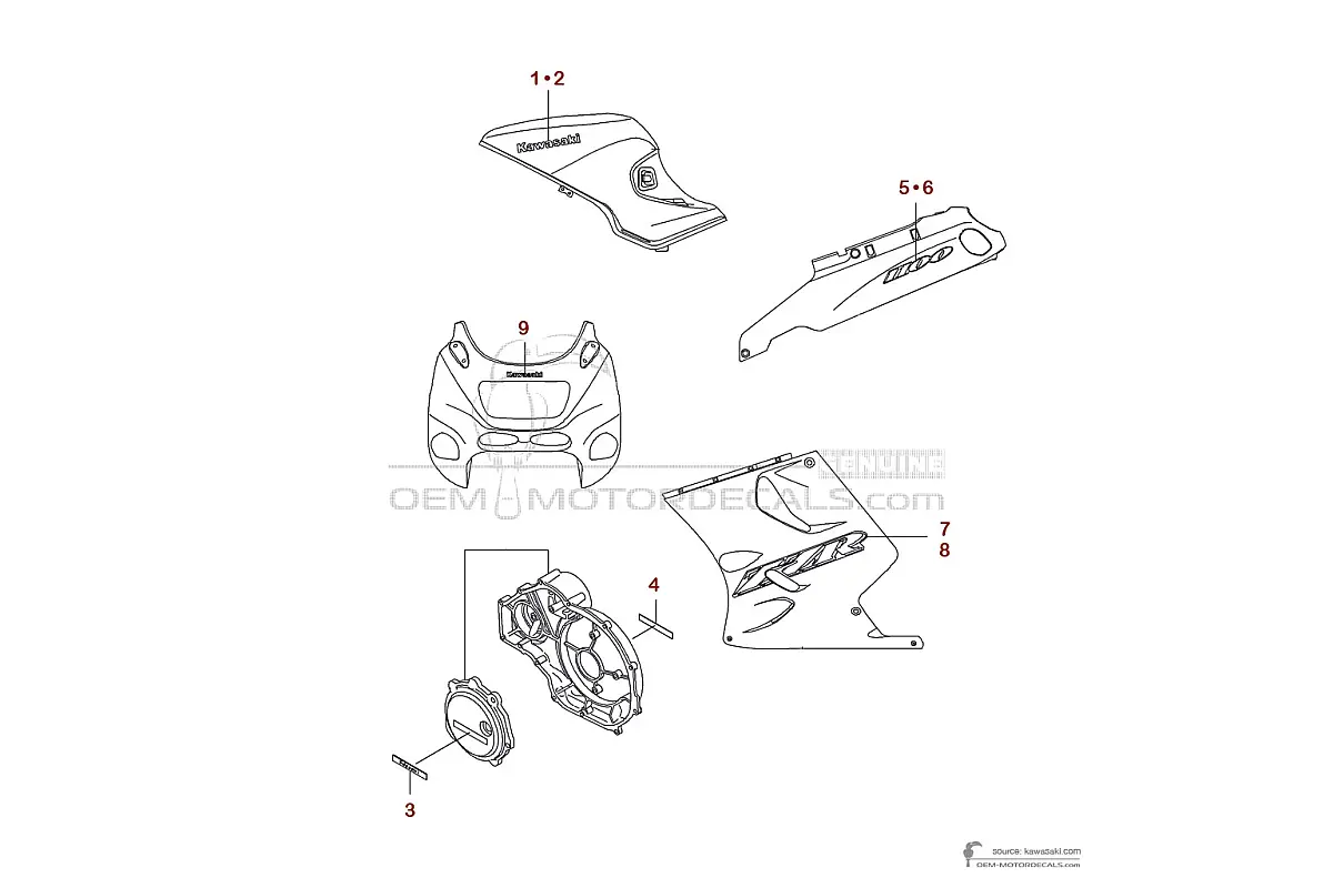 Decals for Kawasaki ZZR1100 1997 - Gray • Kawasaki OEM Decals