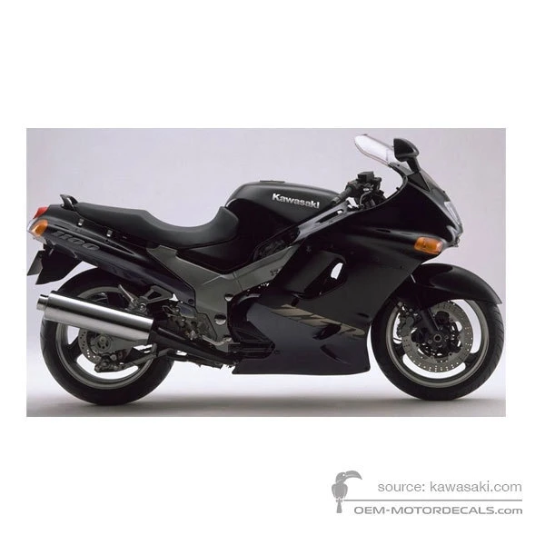 Naklejki do Kawasaki ZZR1100 1998 - Czarny • Kawasaki Naklejki OEM