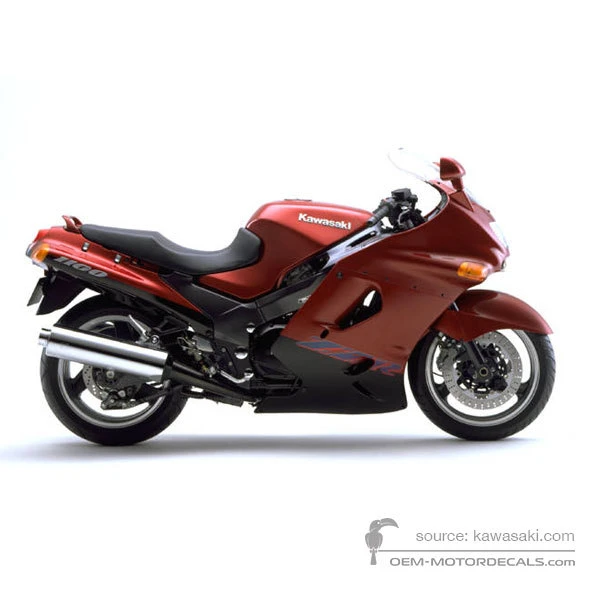 Autocollants pour Kawasaki ZZR1100 1999 - Rouge • Kawasaki Autocollants OEM