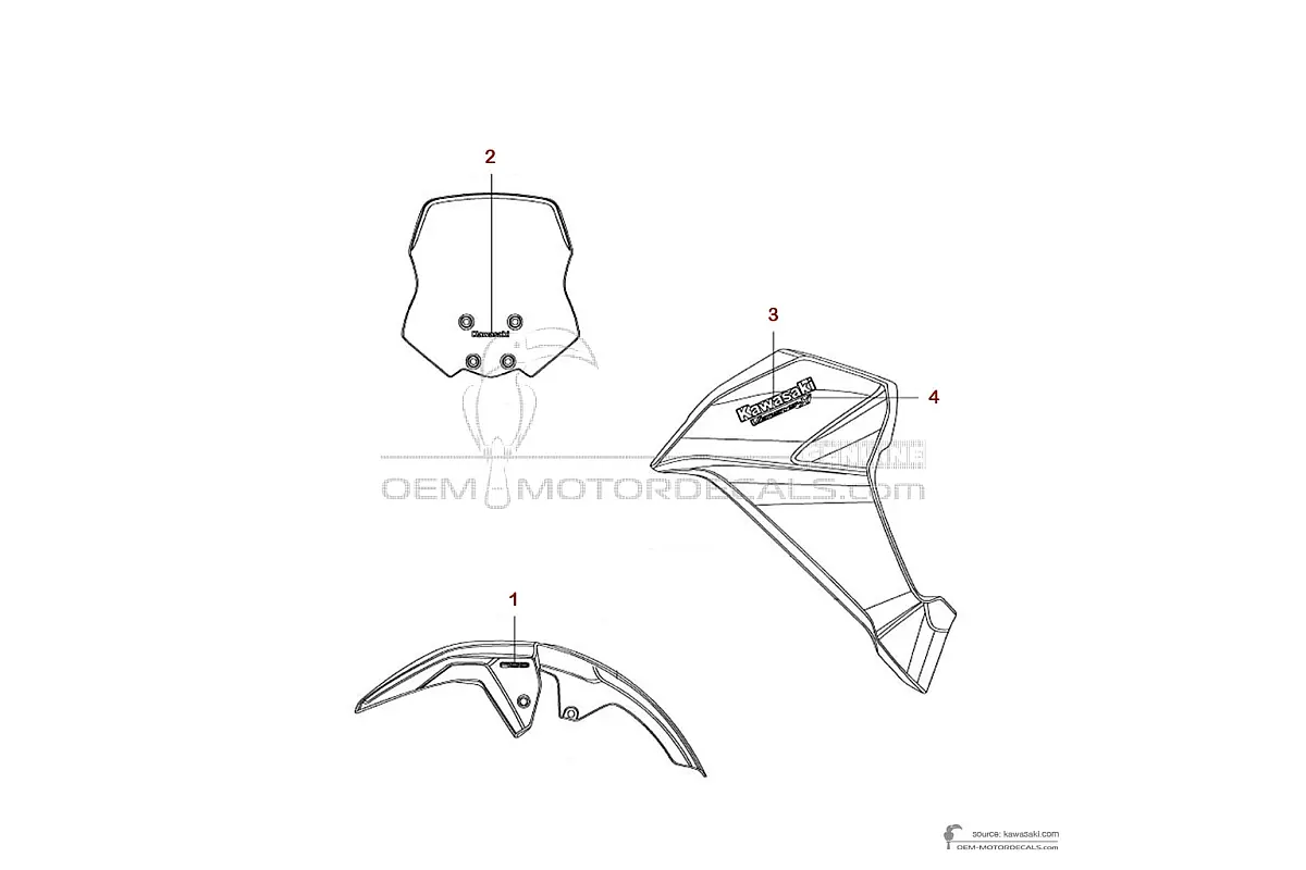 Stickers voor Kawasaki KLE300 VERSYSX 2018 - Zwart • Kawasaki OEM Stickers