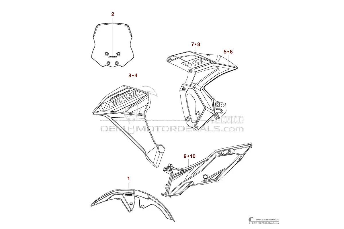 Decals for Kawasaki KLE300 VERSYSX 2019 - Gray • Kawasaki OEM Decals