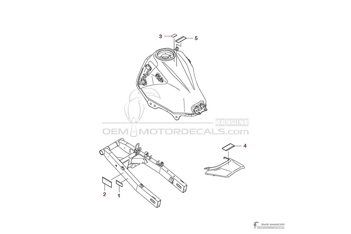Aufkleber für Kawasaki KLE300 VERSYSX - Vorsichtsetiketten • Kawasaki OEM-Aufkleber