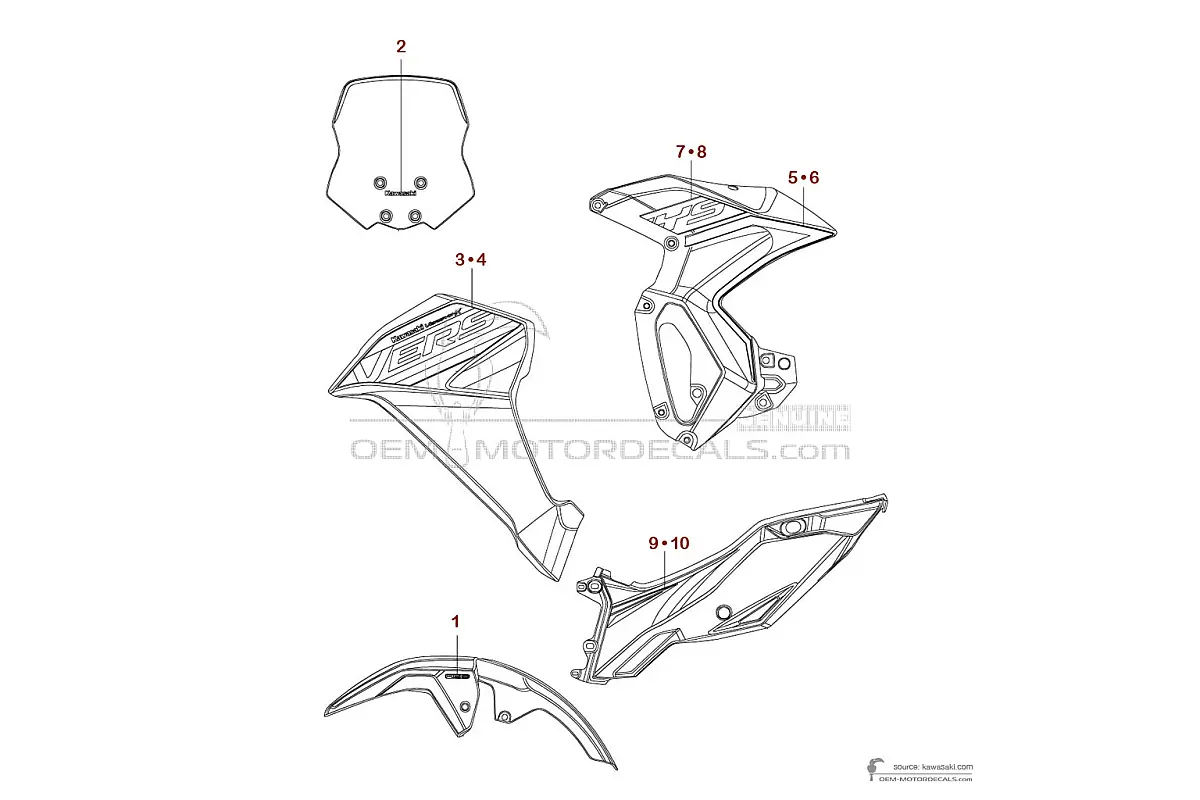 Decals for Kawasaki KLE300 VERSYSX 2021 - Green • Kawasaki OEM Decals
