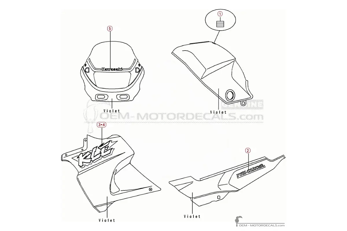 Autocollants pour Kawasaki KLE 500 1991 • Kawasaki Autocollants OEM
