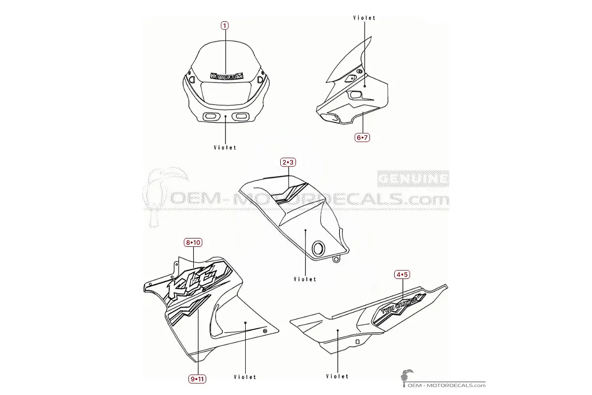 Autocollants pour Kawasaki KLE 500 1993 • Kawasaki Autocollants OEM