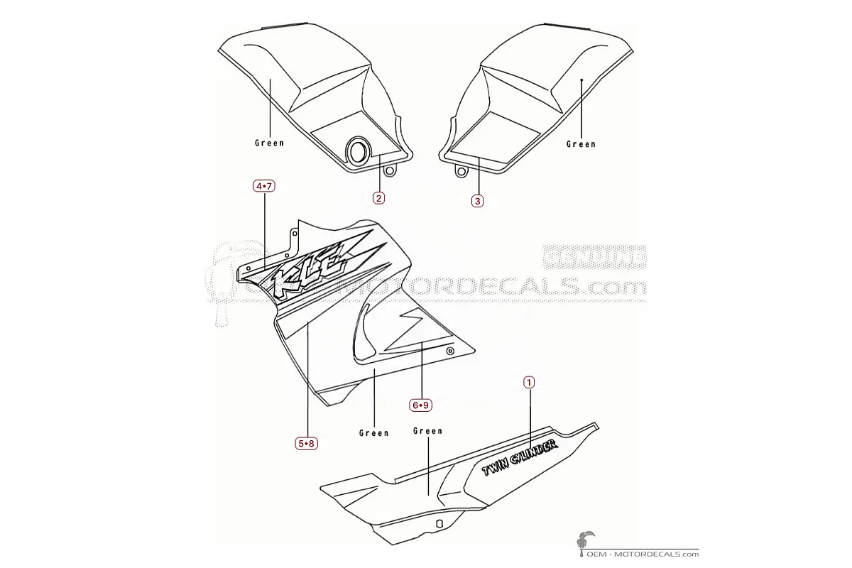 Autocollants pour Kawasaki KLE 500 1994 • Kawasaki Autocollants OEM