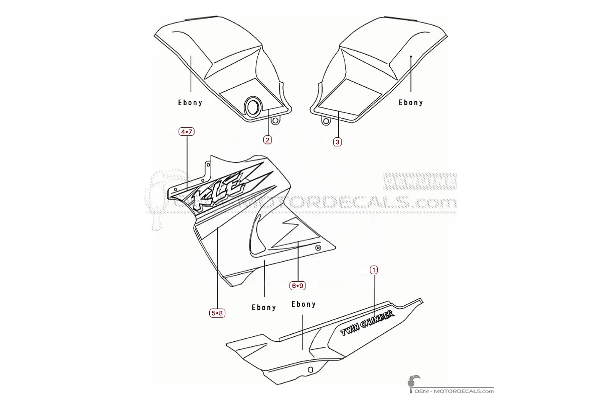 Pegatinas para Kawasaki KLE 500 1995 • Kawasaki Pegatinas OEM