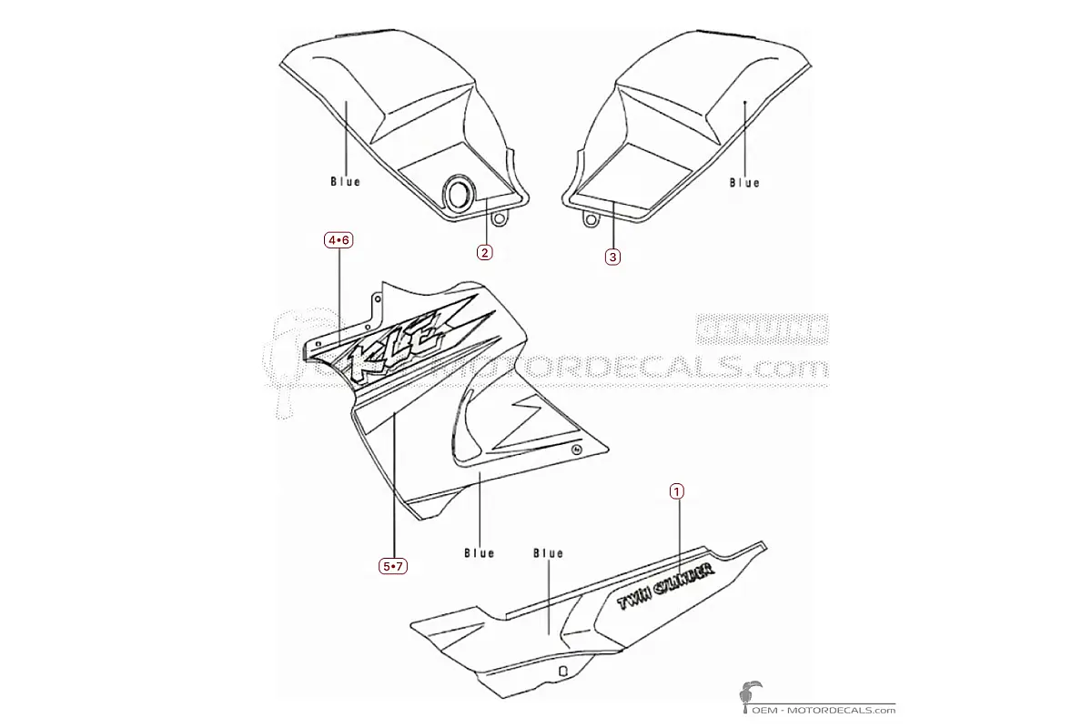Pegatinas para Kawasaki KLE 500 1996 • Kawasaki Pegatinas OEM