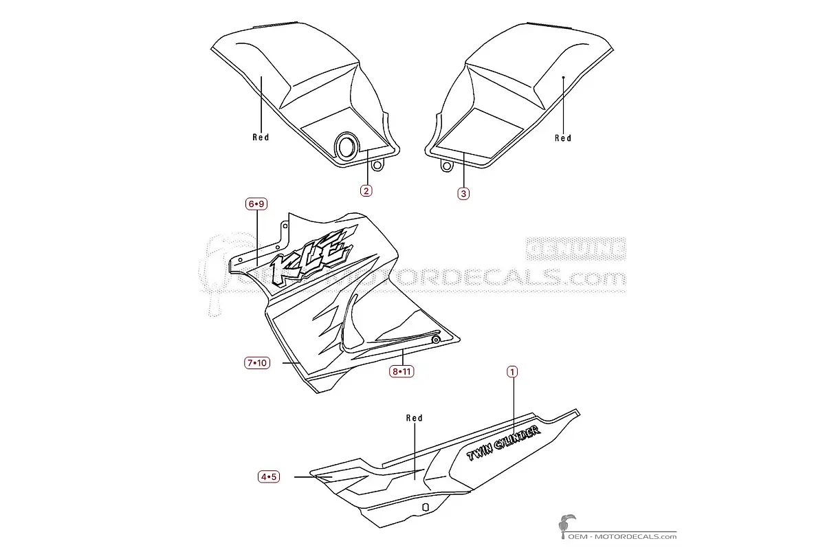 Pegatinas para Kawasaki KLE 500 1998 • Kawasaki Pegatinas OEM