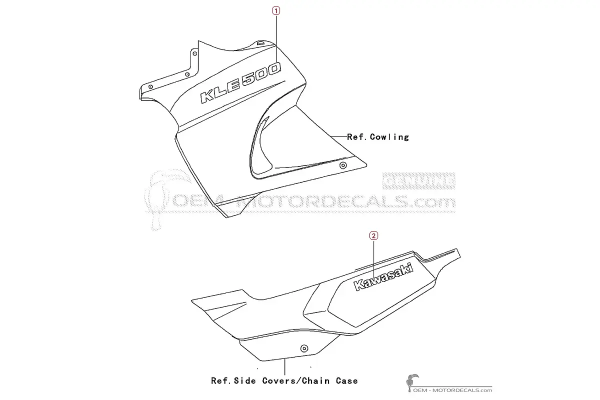 Pegatinas para Kawasaki KLE 500 2002 • Kawasaki Pegatinas OEM