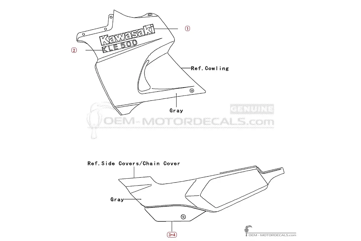 Pegatinas para Kawasaki KLE 500 2006 • Kawasaki Pegatinas OEM