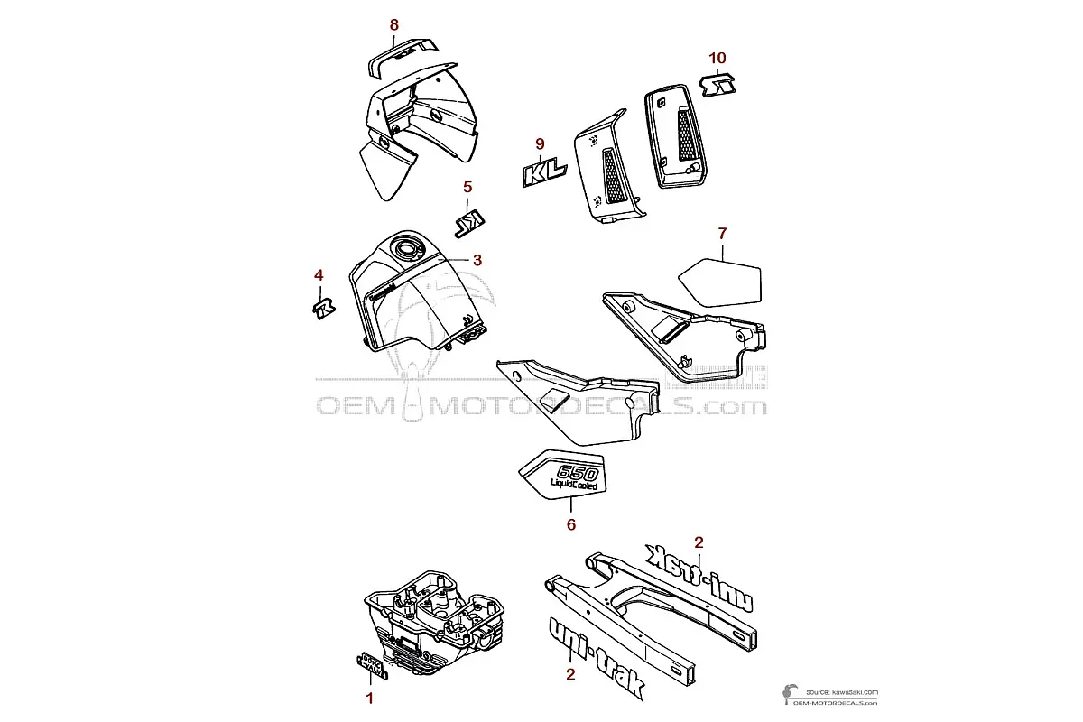 Pegatinas para Kawasaki KLR650 1988 - Azul • Kawasaki Pegatinas OEM