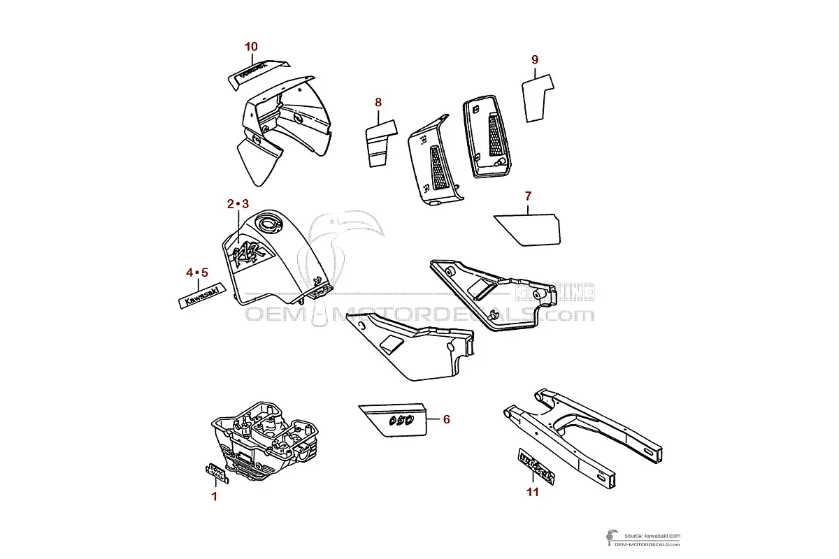Autocollants pour Kawasaki KLR650 1992 - Bleu • Kawasaki Autocollants OEM