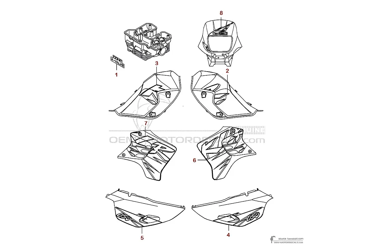 Naklejki do Kawasaki KLR650 1995 - Zielony • Kawasaki Naklejki OEM