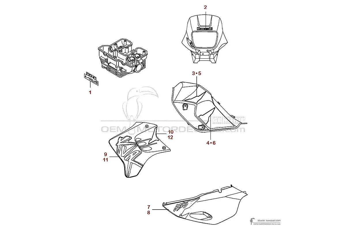 Pegatinas para Kawasaki KLR650 1996 - Azul • Kawasaki Pegatinas OEM