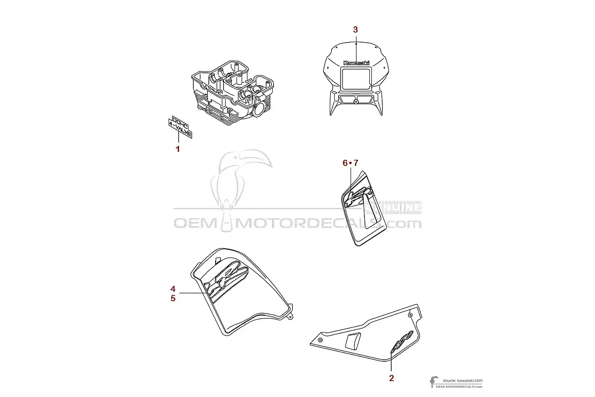 Stickers voor Kawasaki KLR650 1996 - Groen • Kawasaki OEM Stickers