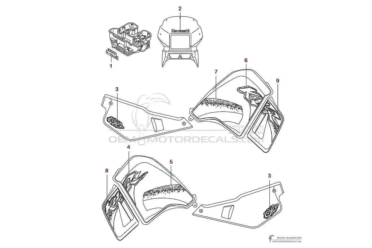 Decals for Kawasaki KLR650 2001 - Green • Kawasaki OEM Decals