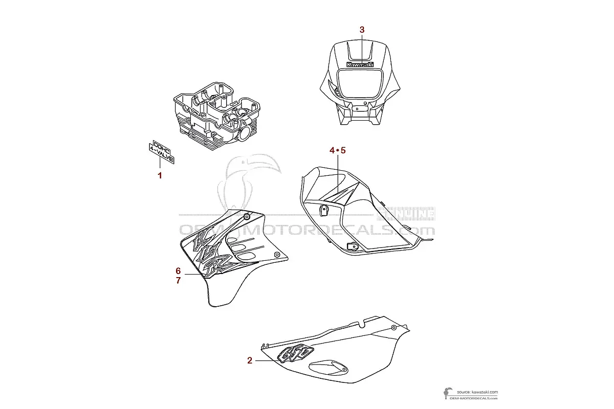 Naklejki do Kawasaki KLR650 2003 - Srebrny • Kawasaki Naklejki OEM