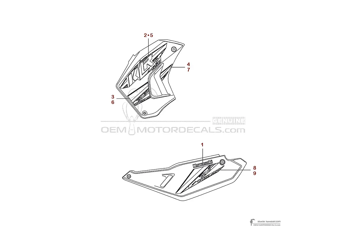 Aufkleber für Kawasaki KLR650 2013 - Gelb • Kawasaki OEM-Aufkleber