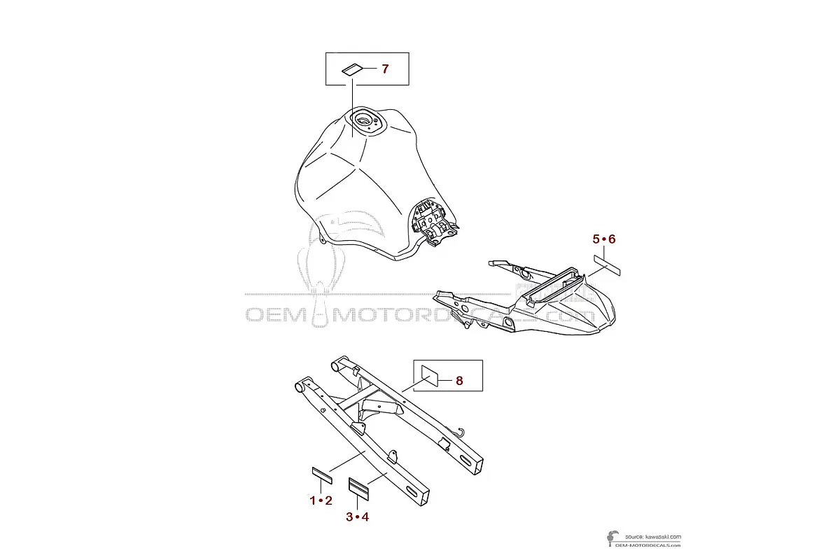 Autocollants pour Kawasaki KLR650 2022 - Étiquettes de mise en garde • Kawasaki Autocollants OEM