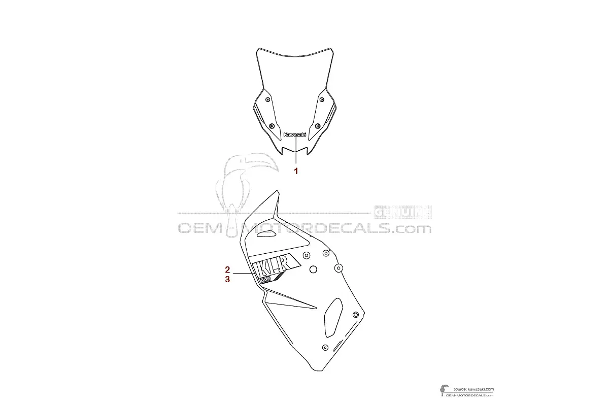 Autocollants pour Kawasaki KLR650 2023 - Gris • Kawasaki Autocollants OEM