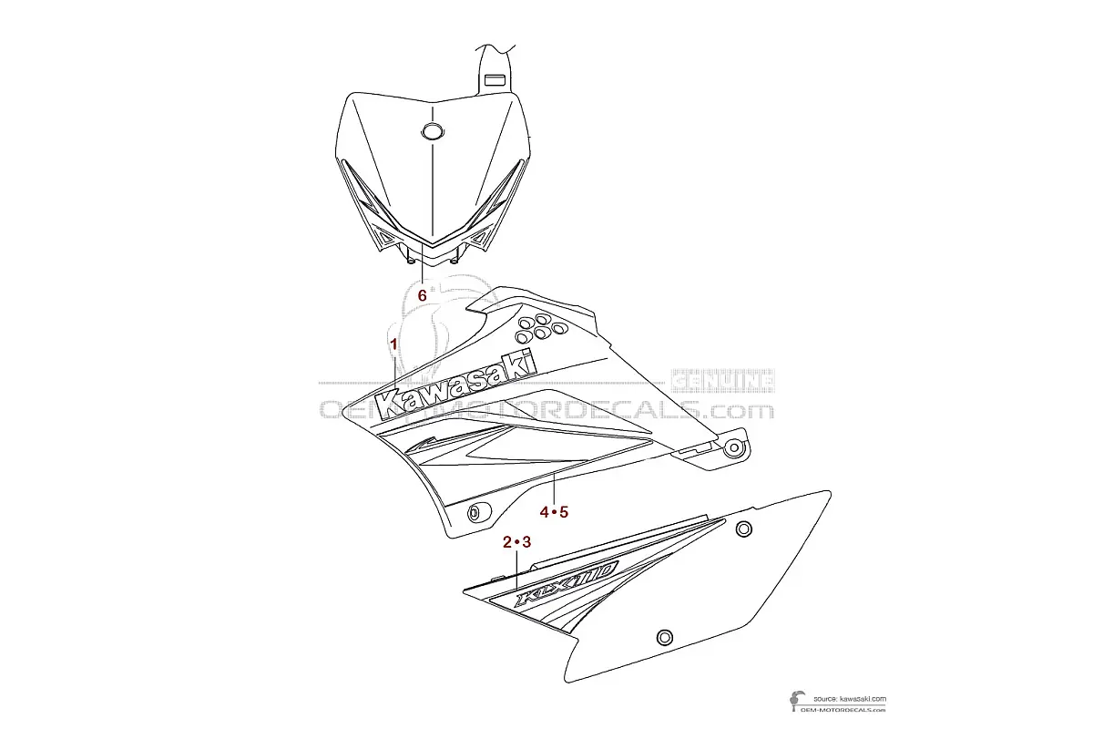 Stickers voor Kawasaki KLX110 2010 - Groen • Kawasaki OEM Stickers