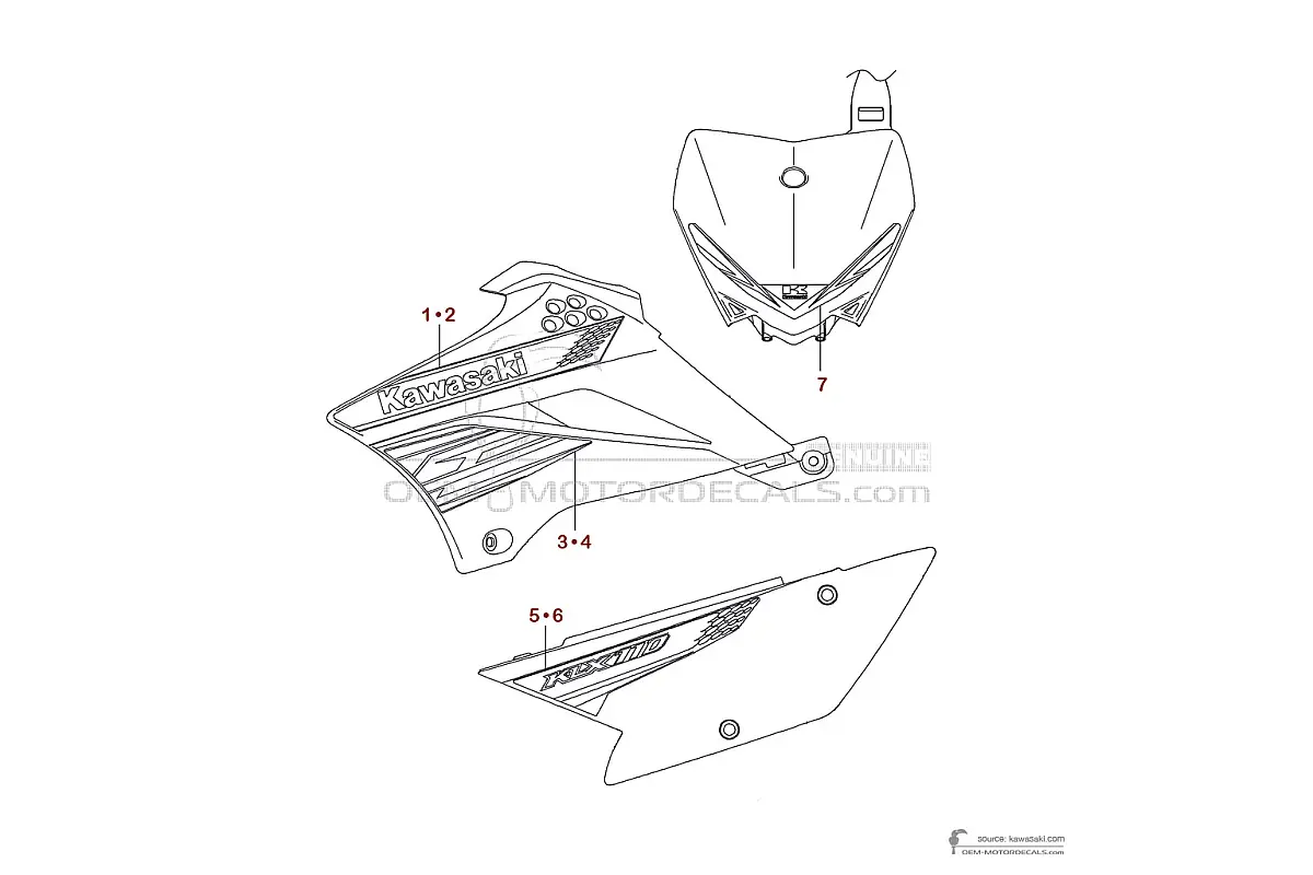 Pegatinas para Kawasaki KLX110 2012 - Verde • Kawasaki Pegatinas OEM